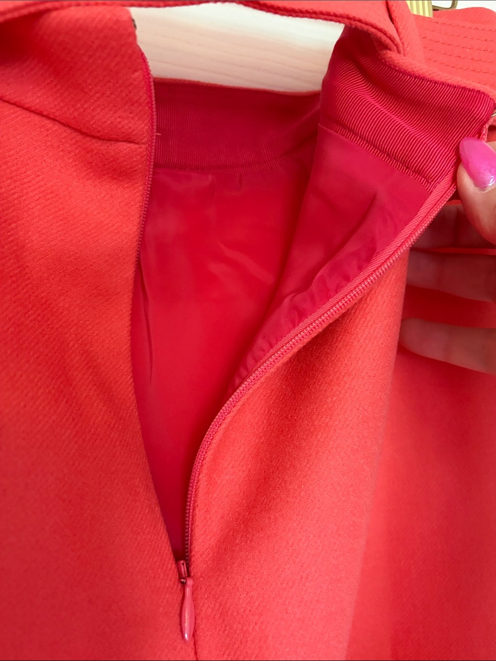 J. Crew Deep Coral Wool Midi Skirt with Self-Tie Belt - Picture 7 of 10